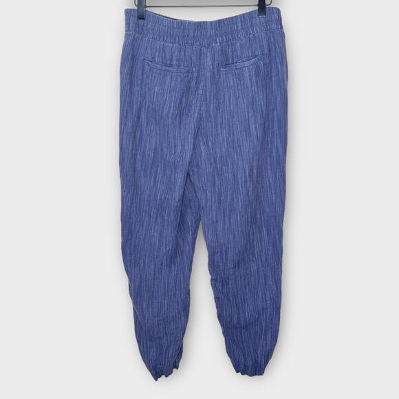 ATHLETA blue texture Cabo linen jogger casual tapered pull on pants size small - Picture 3 of 7